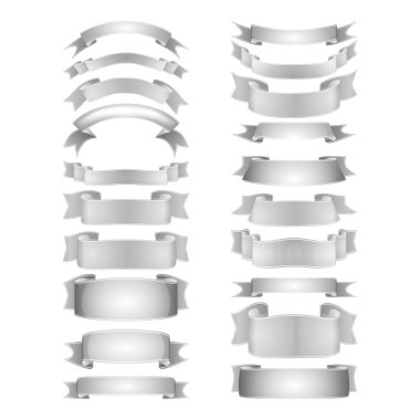 izole vektör renkli saten kurdeleler ayarlandı