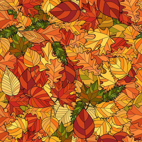 Абстрактные векторные каракули осенние листья бесшовный узор — стоковый вектор