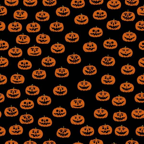 Tangan digambar jack-o-lantern pola mulus latar belakang halloween - Stok Vektor