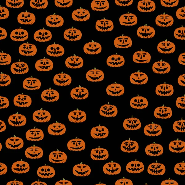 Motif sans couture Jack-o-lanterne dessiné à la main - fond halloween — Image vectorielle