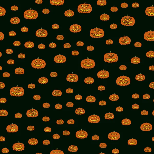 Disegno a mano jack-o-lanterna modello senza soluzione di continuità - sfondo di Halloween — Vettoriale Stock