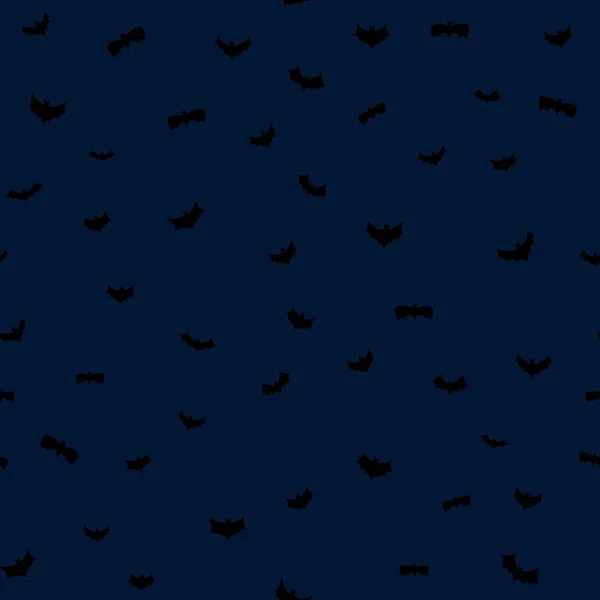矢量黑色飞行蝙蝠轮廓无缝图案 — 图库矢量图片