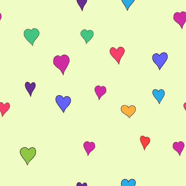 Chaotique vecteur coloré doodle coeurs motif sans couture - pour la Saint-Valentin — Image vectorielle