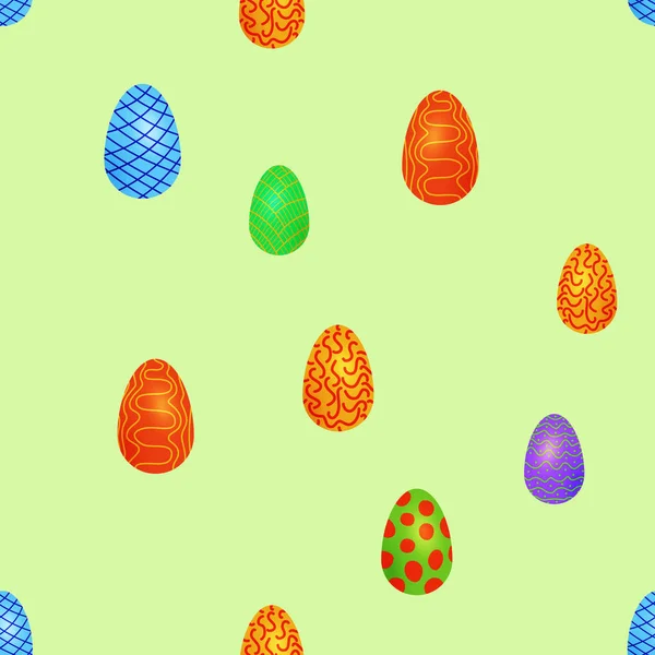 Doodle vetor Páscoa ovos caótico sem costura padrão — Vetor de Stock
