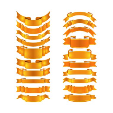 izole vektör renkli saten kurdeleler ayarlandı