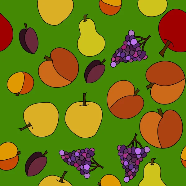 Modèle sans couture de fruit vectoriel dessiné à la main — Image vectorielle