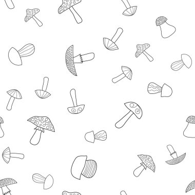 soyut vektör doodle mantar seamless modeli