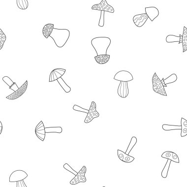 soyut vektör doodle mantar seamless modeli