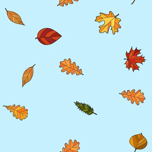 Abstrait vecteur doodle automne feuilles motif sans couture — Image vectorielle