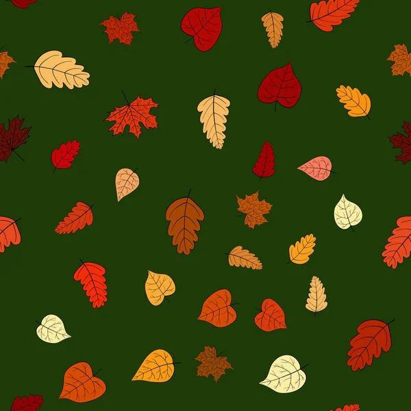 Elvont vektor firka őszi levelek zökkenőmentes minta — Stock Vector