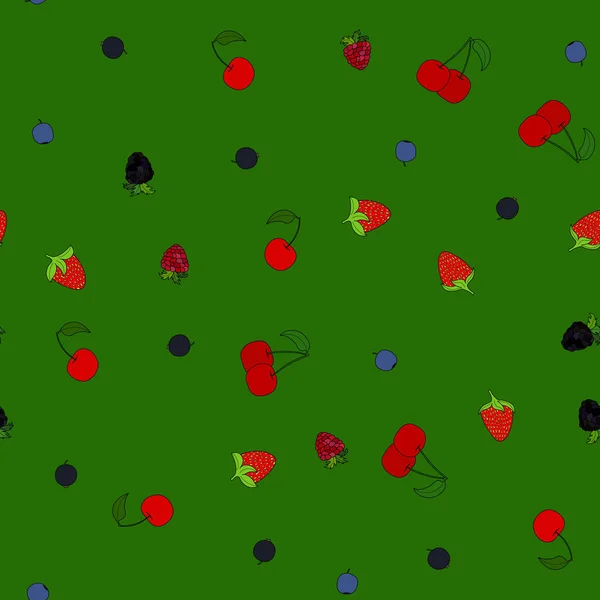 Abstraktní vektorová doodle berry bezešvé pattern — Stockový vektor