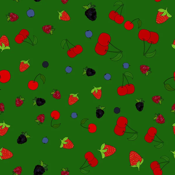 Abstrato vetor doodle berry sem costura padrão —  Vetores de Stock