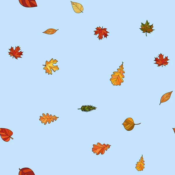 Abstrait vecteur doodle automne feuilles motif sans couture — Image vectorielle