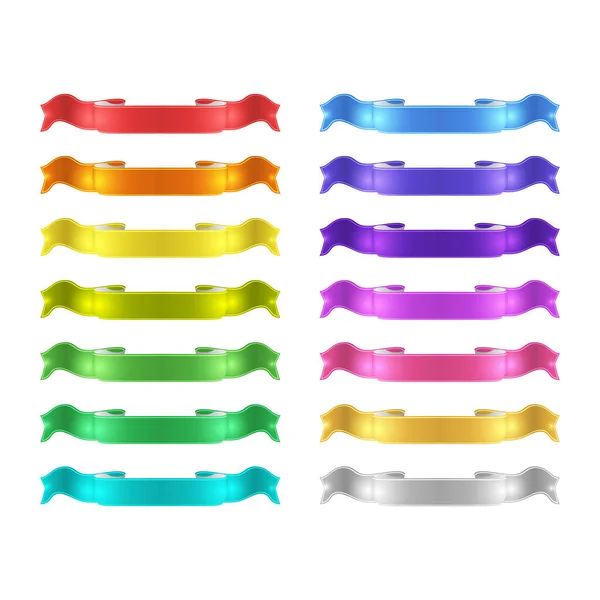 Conjunto de fitas de cetim colorido vetor isolado — Vetor de Stock