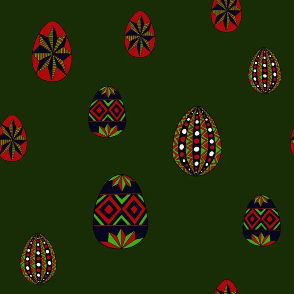 Doodle vector huevos de Pascua caótico patrón sin costura — Archivo Imágenes Vectoriales