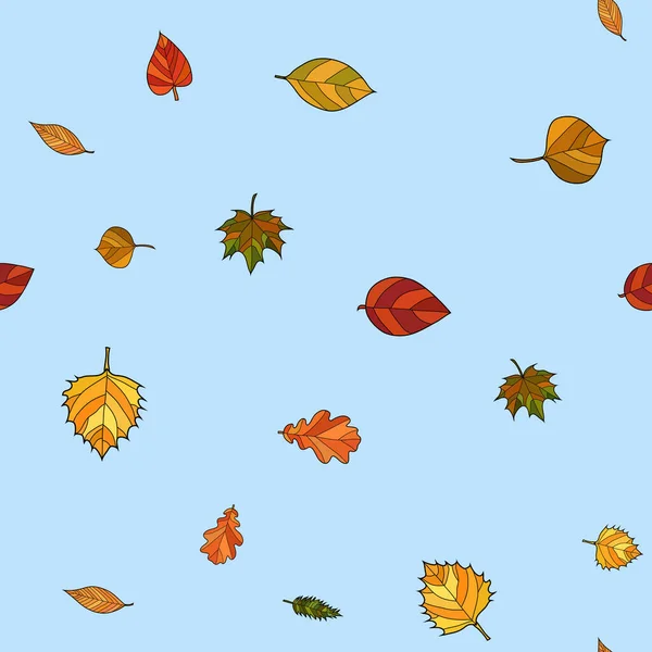 Abstrait vecteur doodle automne feuilles motif sans couture — Image vectorielle