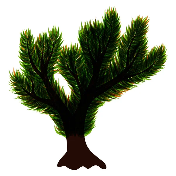 Árvore vetorial isolada abstrata com folhas verdes — Vetor de Stock