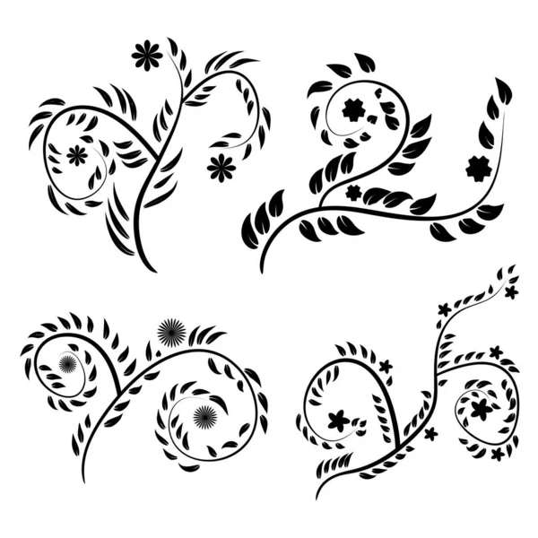 Διάνυσμα, ασπρόμαυρα εκλεκτής ποιότητας floral μοτίβο σετ — Διανυσματικό Αρχείο