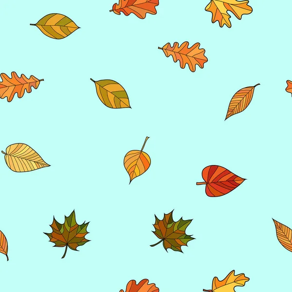 Vector abstracto doodle otoño hojas patrón sin costura — Archivo Imágenes Vectoriales