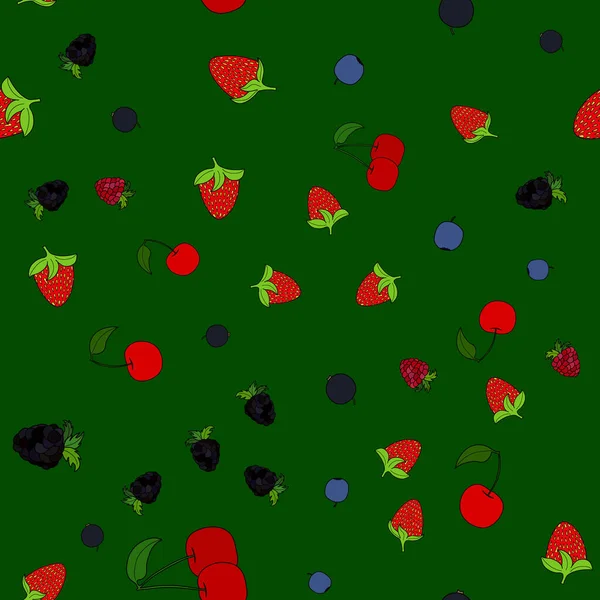 Abstrato vetor doodle berry sem costura padrão —  Vetores de Stock