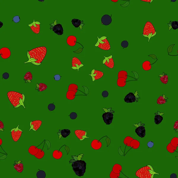 Abstrato vetor doodle berry sem costura padrão —  Vetores de Stock