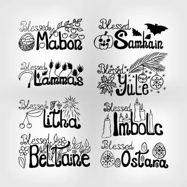 Set of vector wheel of time lettering — ストックベクタ