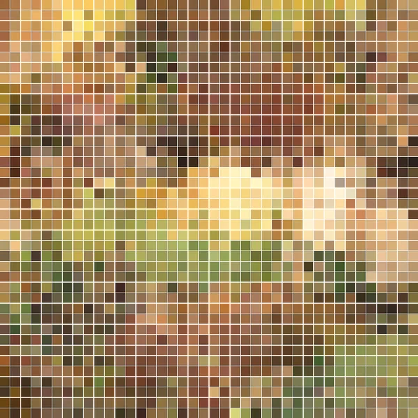 Abstract Vector Square Pixel Mosaic Background Green Brown — Stock Vector