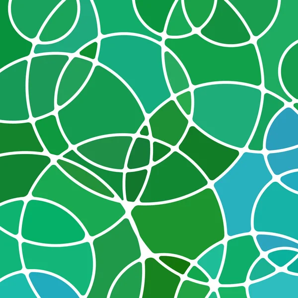 Vector Abstracto Vidrieras Fondo Mosaico Círculos Verdes Azules — Vector de stock