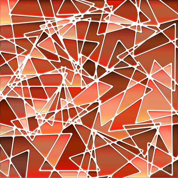 Abstract Vector Glas Lood Mozaïek Achtergrond Oranje Driehoeken — Stockvector