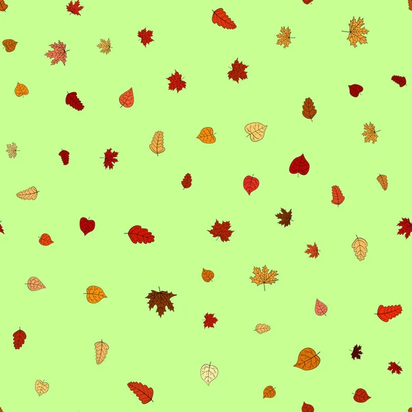 Vector Abstracto Doodle Otoño Hojas Patrón Sin Costura — Vector de stock