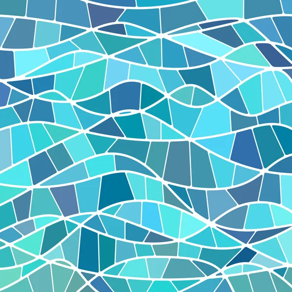 Abstract Vector Glas Lood Mozaïek Achtergrond Blauwe Golven — Stockvector