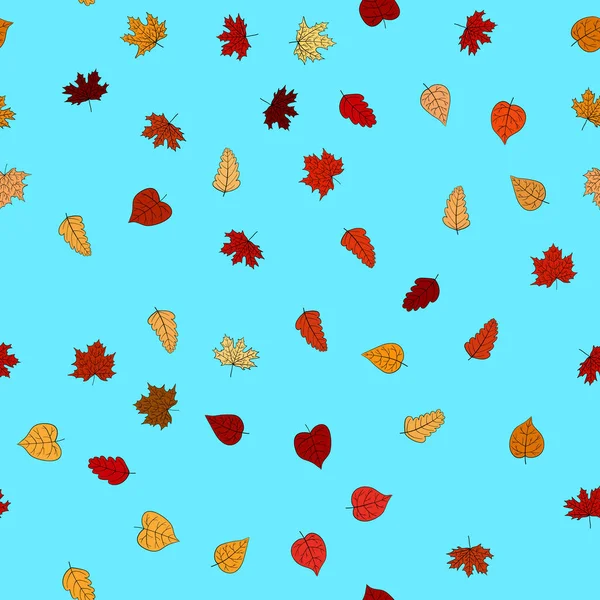 Vector Abstracto Doodle Otoño Hojas Patrón Sin Costura — Archivo Imágenes Vectoriales