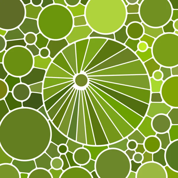 Vector Abstracto Vidrieras Fondo Mosaico Círculos Verdes — Vector de stock