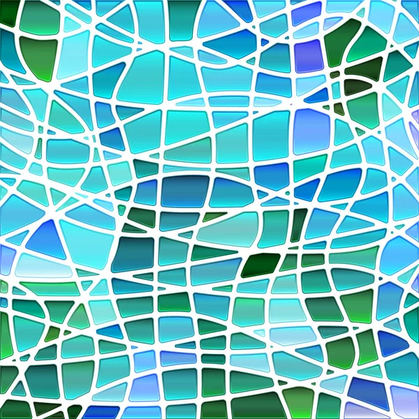 Abstract Vector Stained Glass Mosaic Background Blue Green — Stock Vector