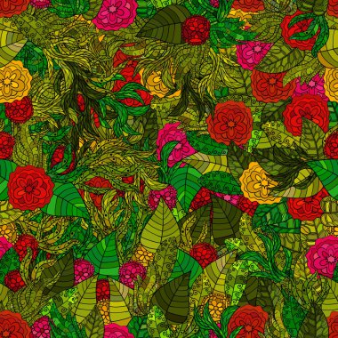 Çiçeksiz el çizimi vektör deseni