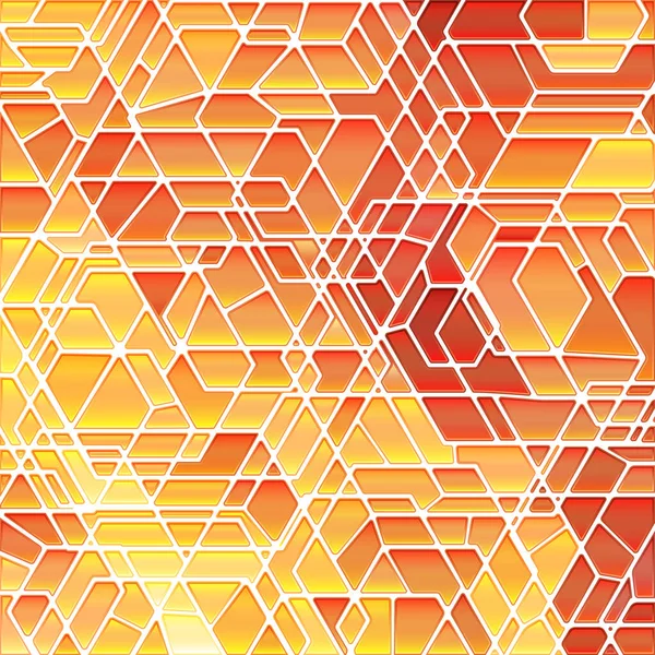 Abstract Vector Stained Glass Mosaic Background Orange Yellow — Stock Vector