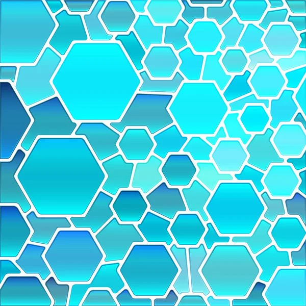 Abstract Vector Stained Glass Mosaic Background Blu Hexagons — Stock Vector