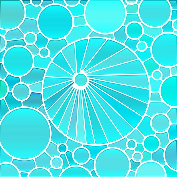 Vector Abstracto Manchado Vidrio Mosaico Fondo Círculos Color Azul Claro — Archivo Imágenes Vectoriales