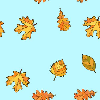 soyut vektör karalama sonbahar yaprakları pürüzsüz desen