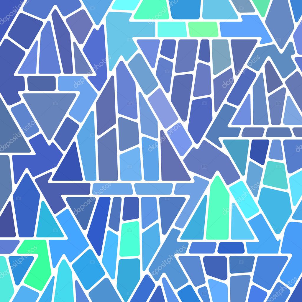 abstract vector stained-glass mosaic background - blue triangles