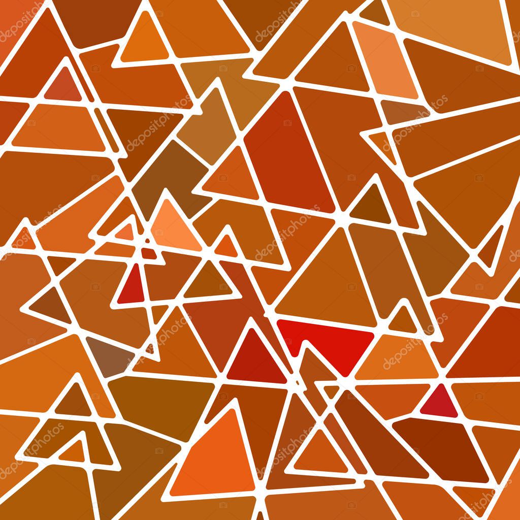 abstract vector stained-glass mosaic background - orange and brown triangles