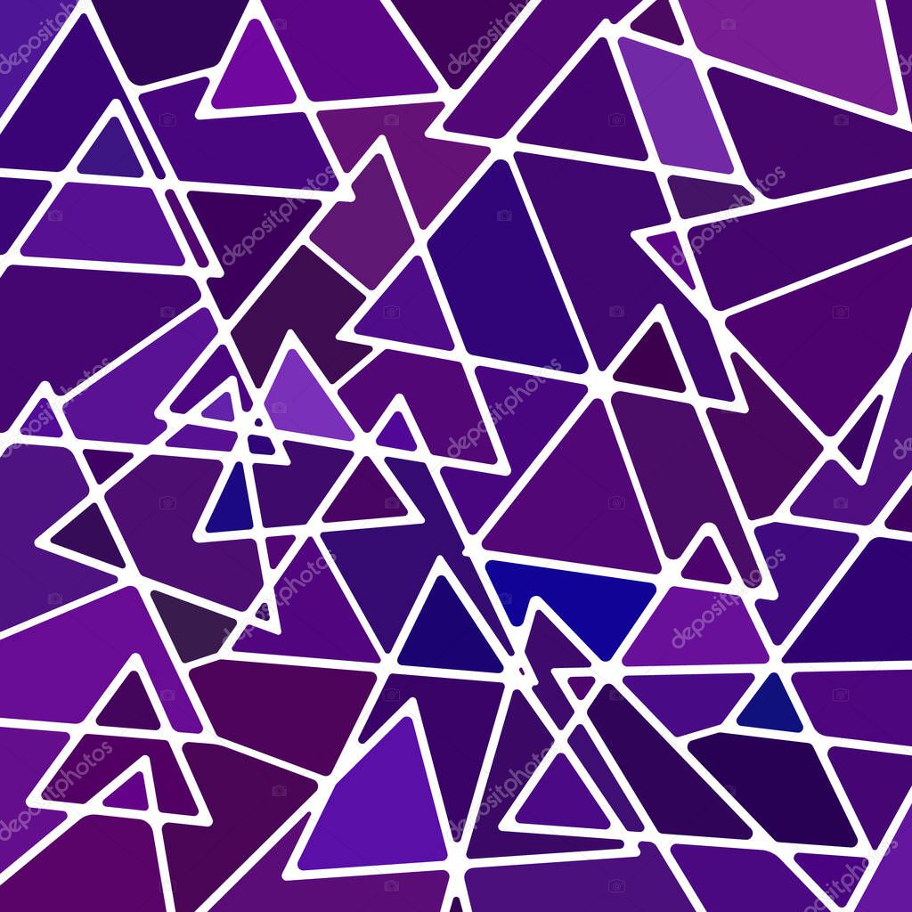 abstract vector stained-glass mosaic background - purple and violet triangles