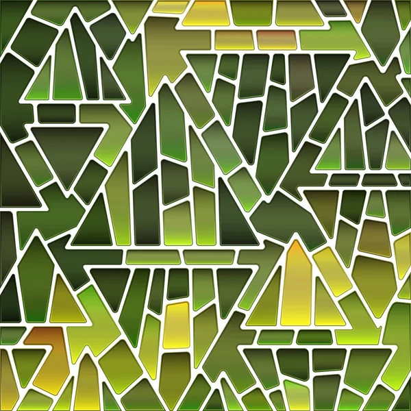 Абстрактные Векторные Витражи Мозаики Фон Зеленый Желтый Треугольники — стоковый вектор