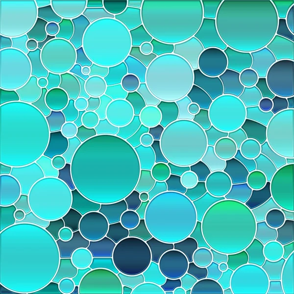 Abstract Vector Stained Glass Mosaic Background Teal Circles — Stock Vector
