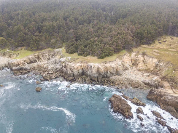 北太平洋の温帯の海域は ソノマのカリフォルニア州北部の風光明媚な岩の多い海岸線に対して洗浄します この地域はサンフランシスコの北約 100 マイルです — ストック写真