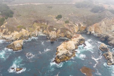 Kuzey Pasifik Okyanusu'nun soğuk sularına Monterey çok uzak olmayan Kuzey Kaliforniya rocky ve doğal kıyı şeridi karşı yıkayın. Kelp ormanları kıyı bu ortamda gelişirler.