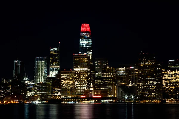 Light Illuminates Beautiful Northern California City San Francisco Night Scenic — Stock Photo, Image