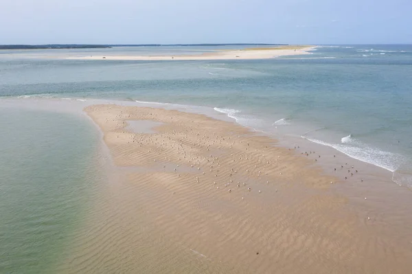 Água Fria Oceano Atlântico Lava Nas Praias Arenosas Cape Cod — Fotografia de Stock