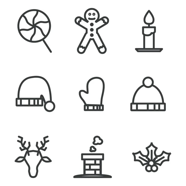 Christmas Icon Set Flat Design Style — Stock Photo, Image