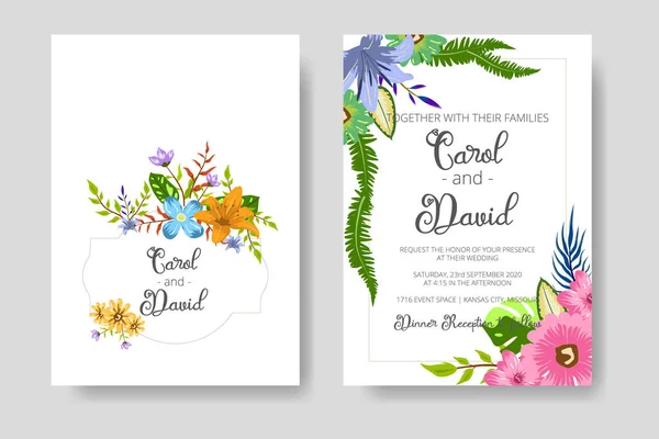 Cartão Convite Casamento Com Modelo Floral Com Conceito Folha Verde — Fotografia de Stock